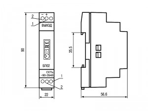 Габаритные и установочные размеры БП02