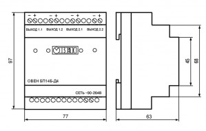 Габаритные и установочные размеры БП14