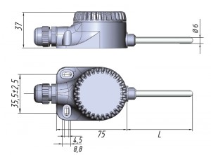 Конструктивные исполнения термометров сопротивления типа ДТС с коммутационной головкой (модели ХХ5)
