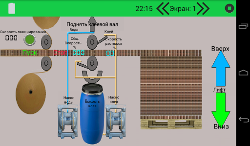  Пример использования Каскады в пульте центрального управления линии по производству сотовых панелей 